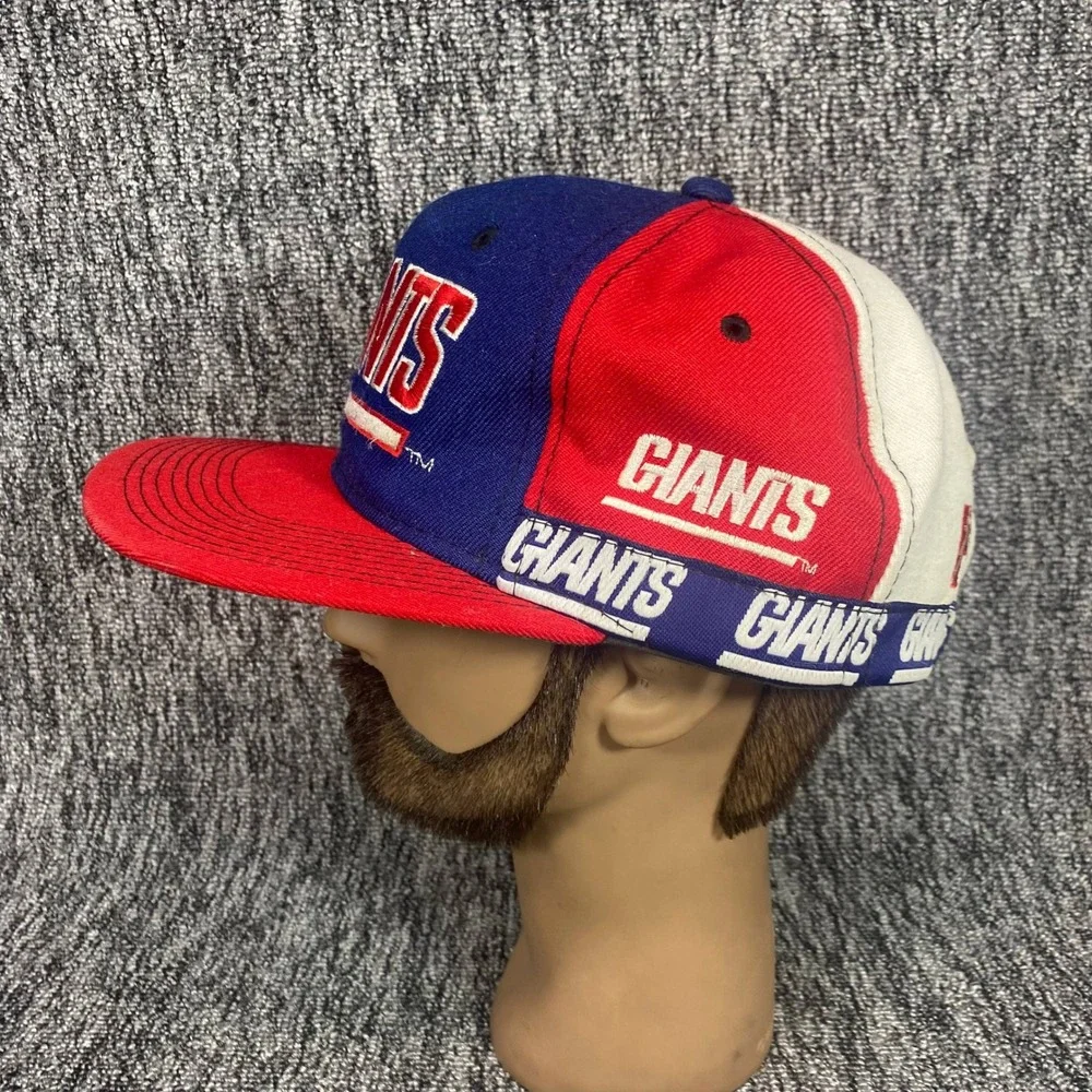 Vintage 90s New York Giants Pro Player Tape Logo Snapback Hat Cap Colorblock NFL